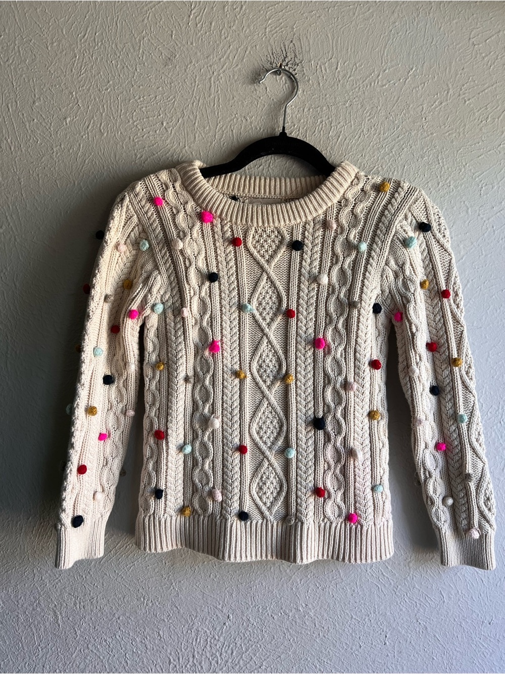 PEEK EMERSON CREW POM POM CREAM SWEATER